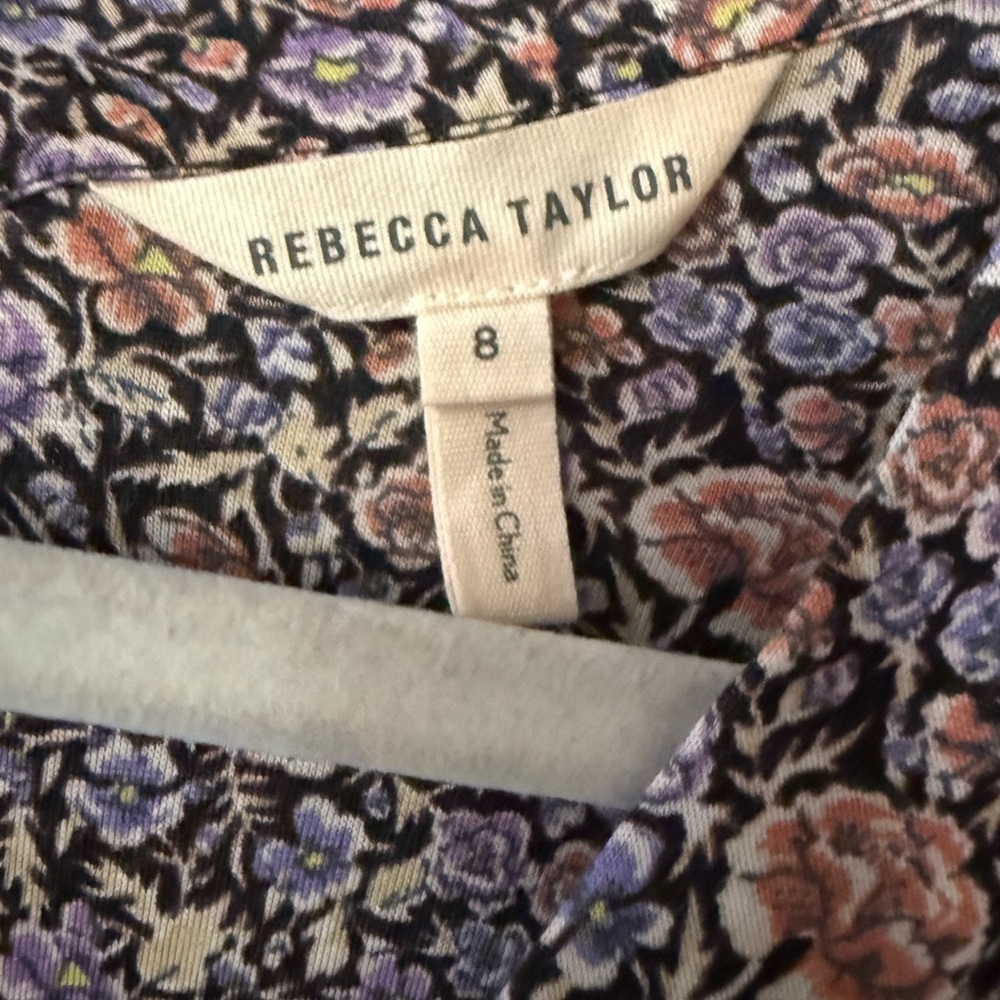 Rebecca Taylor Floral Full Skirt Boho Dress, size 8, soft,  3/4 sleeves - Picture 3 of 10